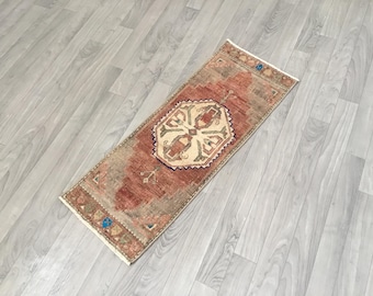 1x3 Small Area Rug, Anatolian Rug, Doormat Rug, Bathroom Rug, Bohemian Rug, Handmade Wool Rug, Tribal Rug, Kitchen Rug 1.1x2.9 FT. Rug
