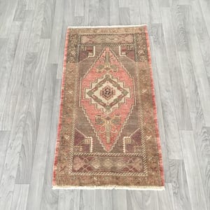 2x4 Vintage Doormat Rug, Handmade Wool Doormat Rug, Small Rug, Oushak Rug, Anatolian Nomadic Rug, Traditional Rug 1.8x3.6 ft. Bathroom Rug