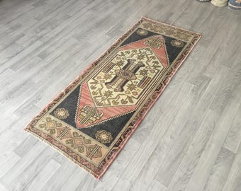 2x5 Runner Rug, Hallway Rug, Stair Rug, Entryway Rug, Handmade Wool Rug, Vintage Rug, Home Decor Rug, Corridor Rug 1.9x4.5 ft./ 60x140 cm.