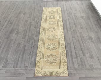 2x9 Vintage Runner Rug, Hallway Rug, Entryway Rug, Stair Runners, Corridor Rug, Home Decor Rug, Oushak Runner 2.2x8.7 FT. Bohemian Rug