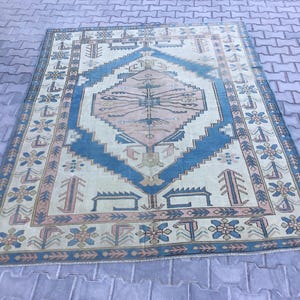 7x9 Large Area Rug, Handmade Wool Rug, Vintage Rug, Oushak Rug, Bohemian Decor Rug, Home Decor Rug, Living Room Rug 6.7x8.8 ft. Bedroom Rug