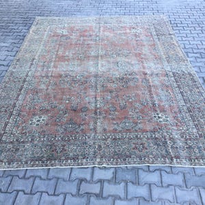 9x12 Large Area Rug, Handmade Wool Rug, Pale Colored Rug, Home Decor Rug, Living Room Rug, Kitchen Rug, Bedroom Rug, 8.7x12.1 ft.