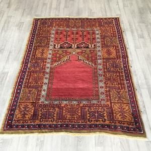 4x6 Home Decor Rug, Handmade Wool Rug, Bohemian Decor Rug, Muted Bedroom Rug, Living Room Rug, Colorful Floor Rug, Antique Rug, 4.3x6.0 ft.