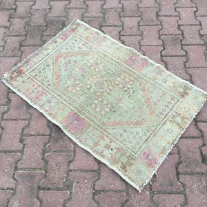 3x4 Small Area Rug, 3x4 Handmade Wool Rug, Vintage Oushak Rug, Faded Gray Rug, Tribal Rug, Bedroom Bathroom Kitchen Rug 2.5x3.6 FT. Rug