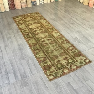 2x7 Hallway Rug, Patchwork Runner Rug, Stair Rug, Entryway Rug, Handmade Wool Rug, Vintage Rug 2.4x7.1 ft. / 75x217 cm.