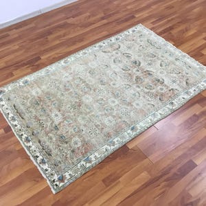 4x6 Area Rug, Handmade Wool Rug, 4x6 Vintage Rug, Oushak Rug, Bedroom Rug, Kitchen Decor Rug, Livning Room Rug. 3.8x5.8 ft. Repaired Old Rug