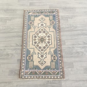 2x4 Small Rug, Decorative Wool Rug, Oushak Doormat Rug, Faded Vintage Rug, Rustic Rug, Home Decor Rug, Kitchen Rug 1.9x3.7 ft . Rug