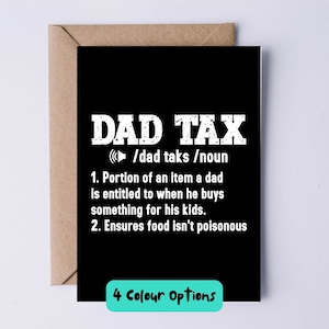 Carte de fête des pères | Carte d'anniversaire pour papa | Taxe papa | Carte amusante pour papa
