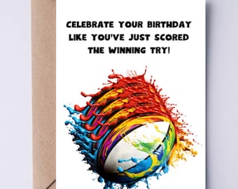 d'anniversaire de rugby de Zazzle.be Liste d'envies Vous avez des idées ? carte pour fan de rugby | carte postale pour lui | carte postale pour elle | d'anniversaire de joueur de rugby | Cadeau pour fan de rugby | Essai gagnant