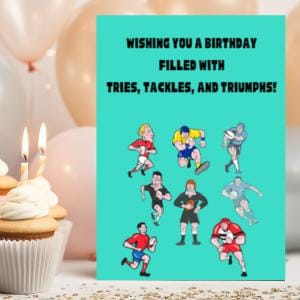Geburtstagskarte mit Baseball | Karte für Rugby-Fan | Karte Für Ihn | Karte für Sie | Geburtstagskarte für Rubin Spieler | Geschenk für Rugby-Fan | Versuche, Tackles