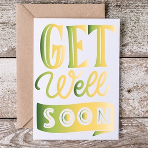Guérir bientôt de la carte | Message de sympathie | meilleurs vœux de rétablissement | Cadeau unique pour se sentir mieux, jolie note d'encouragement