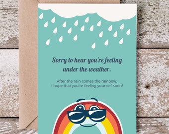 Rainbow card |Unique Feel Better Gift | Cute Encouragement Note | Rude card | Whimsical Card | Friendship Card|