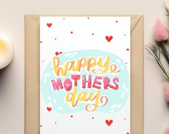 Bonne fête des mères | Jolie carte de fête des mères avec coeurs | Carte pour maman