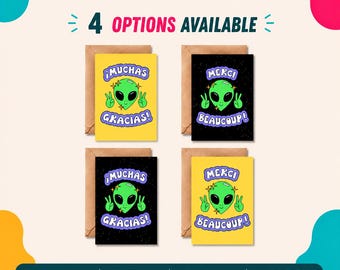 Tarjeta de agradecimiento de extraterrestres / Agradecimiento francés y español