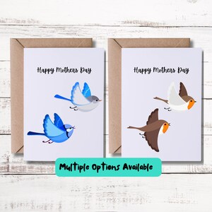 Mother&#39;s Day Card | Happy Mother&#39;s Day | Robin Card | Bluebird Card | Mothering Sunday