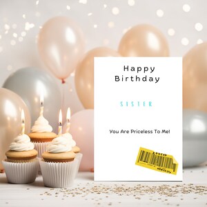 Carte d'anniversaire drôle | Carte d'anniversaire pour soeur | Carte d'anniversaire à prix réduit | Sticker réduit | Carte Punny | Carte d'anniversaire humoristique pour soeur