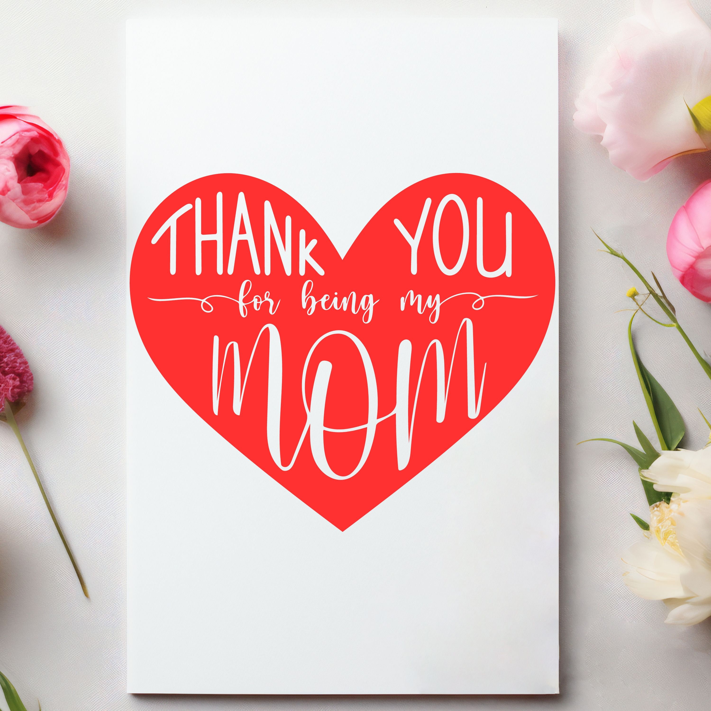 Thank You for Being My Mom Mothers Day Card Mothering Sunday Card for ...