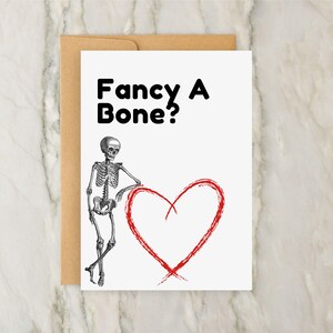 Biglietto di San Valentino / Biglietto di anniversario / Umorismo per adulti / Biglietto divertente / Biglietto maleducato / Biglietto scherzoso / Scheletro / Fancy A Bone / Cuore d'amore / Cuore rosso