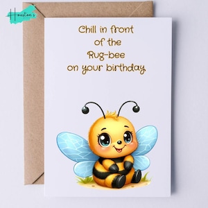 Rugby Birthday Card | Card For Rugby Fan | Card For Him | Card For Her | Rugby Player  | Gift For Rugby Fan | Rug-bee | Cute Card
