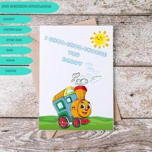 Carte de fête des pères | Carte d'anniversaire pour papa | Je vous choisis | pour amoureux du train | Papa | Papa en prime | Papy | Sucettes glacées | Beau-père | Mignon