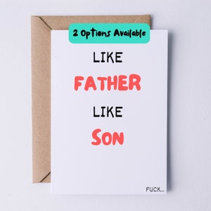 Carte de fête des pères | Carte d'anniversaire pour papa | Tel père tel fils | Humour adulte | Carte de plaisanterie | Carte grossière