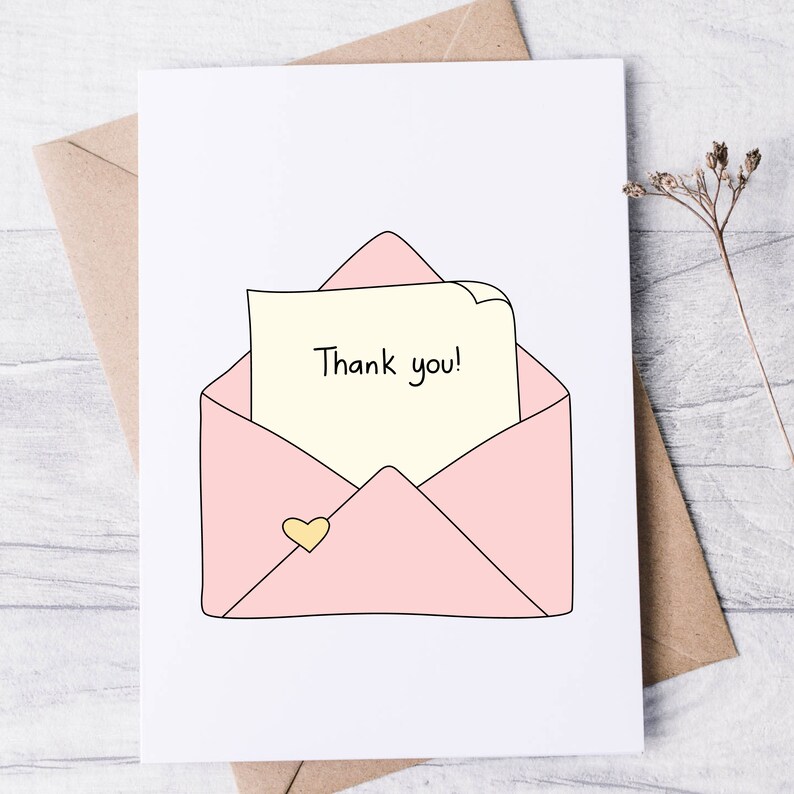Cute 'thank You' Note Card Cute Thank You Card Cards for Him Thank You ...