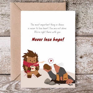 Ne perdez jamais espoir | Cadeau unique pour vous sentir mieux | Jolie note d'encouragement | Carte fantaisiste | Carte d'amitié| Carte de voeux de hérisson | Carte taupe