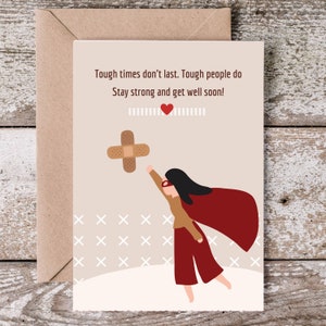 Les temps difficiles ne durent pas| Meilleurs voeux de rétablissement | Cadeau unique pour se sentir mieux | Jolie note d'encouragement | Carte d'amitié | Carte de rétablissement