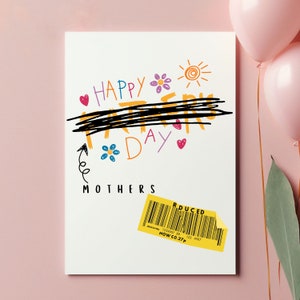 Alles Gute zum Muttertag | Reduzierte Stickerkarte | Lustiger Muttertag | Scherz Muttertagskarte