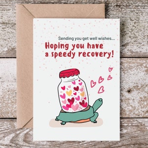 Nous espérons que vous vous rétablirez rapidement| Meilleurs voeux de rétablissement | Cadeau unique pour se sentir mieux | Jolie note d'encouragement | Carte d'amitié | Tortue
