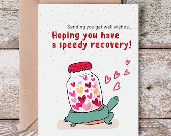 Hoping You Have A Speedy Recovery| Heartfelt Recovery Wishes |Unique Feel Better Gift | Cute Encouragement Note | Friendship Card | Tortoise