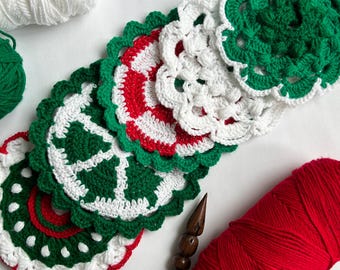 Crochet Pattern – Mini Tree Skirts – written for 12 to 16" Christmas Tree