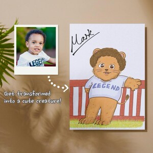 Custom Animal Portrait - Kawaii Avatar Illustration From Your Photo | Perfect for baby gifts, birthday, or nursery decor!