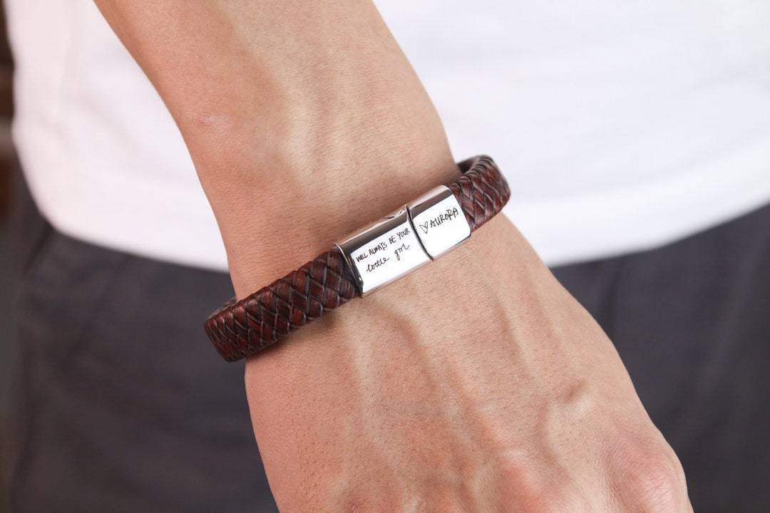 Personalised Mens Bracelet Leather Engraved Bracelet Gift Etsy Canada