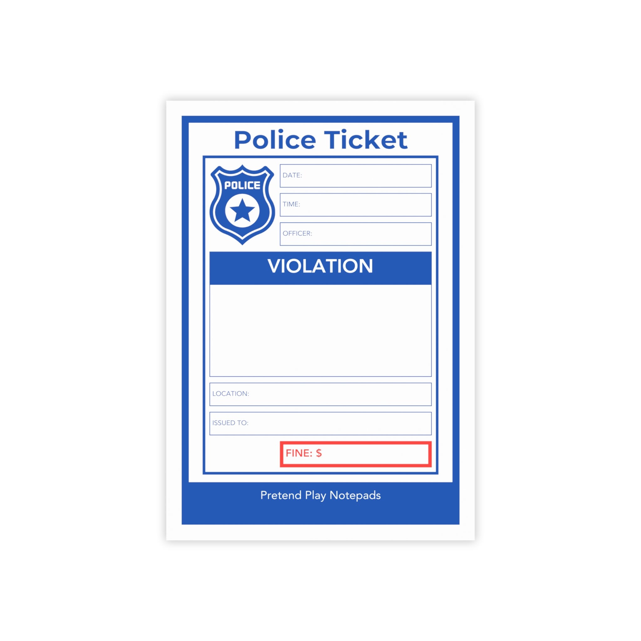 Kids Pretend Play Police Ticket Sticky Notes Etsy