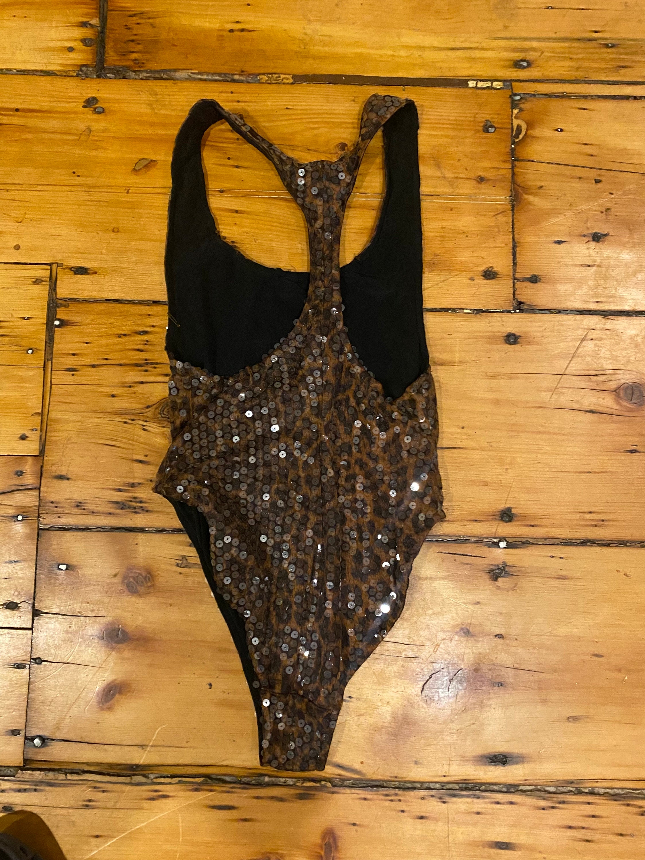 Vintage Sequin Stretch Glam Leopard Bodysuit Designed by Jeanette Kastenberg - Etsy