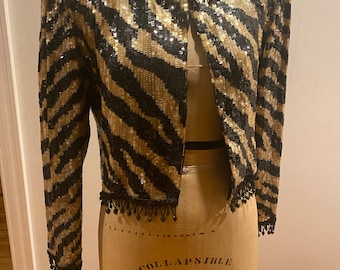 Vintage tiger sequin with beaded Tim Jacket by Jeanette kastenberg