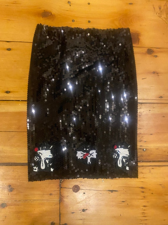 Vintage all about Cats sequin stretch skirt desig… - image 1