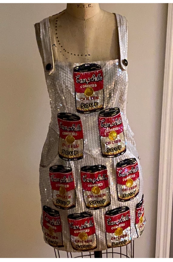 Vintage sequin apron dress inspired by Andy Warhol