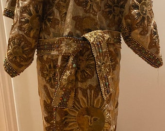 Vintage "Here comes the sun". fully embroidered, beaded and sequin coat designed by Jeanette kastenberg