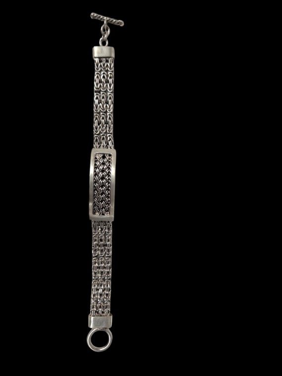 Sterling Silver Byzantine Bar Toggle Bracelet - image 1