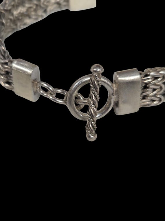 Sterling Silver Byzantine Bar Toggle Bracelet - image 4