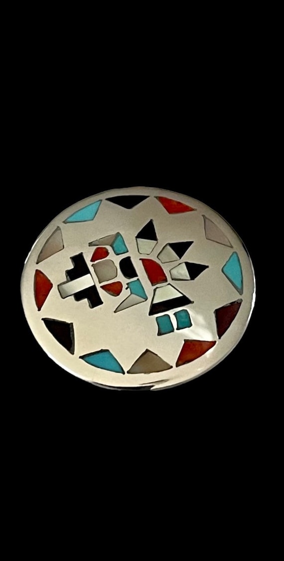 Zuni Tribal Sterling Turquoise Coral Pin/Pendant