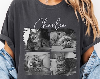 Comfort Colors® Custom Cat Photo Shirt, Personalized Cat Tshirt, Custom Cat Gifts Women, Cat Mom Tee, Cat Owner Shirt, Cat Owner Gifts