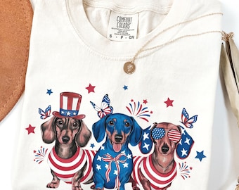 Dachshund 4th of July Shirt, Patriotic Dachshund Shirt, USA Dachshund Tshirt, 4th of July Dog Shirt, Cute Dachshund Gift, Doxie Mom Shirt