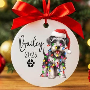 Custom Schnauzer Christmas Ornament, Personalized Schnauzer Ornament, Schnauzer Gifts for Owners, Custom Dog Keepsake, New Dog Name Ornament