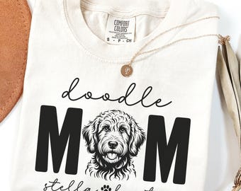 Comfort Colors® Doodle Mom Shirt, Custom Labradoodle Mom Shirt with Names, Labradoodle Gifts for Women, Labradoodle Tshirt, Doodle Mom Gifts
