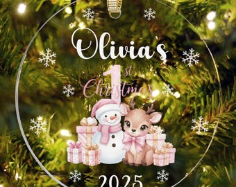 Personalized Babys First Christmas Ornament Girl, Baby 1st Christmas Gifts, Baby First Christmas Keepsake, Custom Baby Girl Ornament 2025