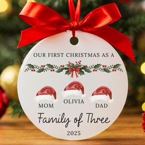 Family of Three Christmas Ornament, Custom Family Ornament, Baby&#39;s First Christmas Ornament, Personalized Family Gift, Family Christmas Gift