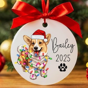 Personalized Corgi Christmas Ornament, Custom Corgi Ornament, Corgi Owner Gift, Pembroke Welsh Corgi Gift, Dog Keepsake, Dog Name Ornament